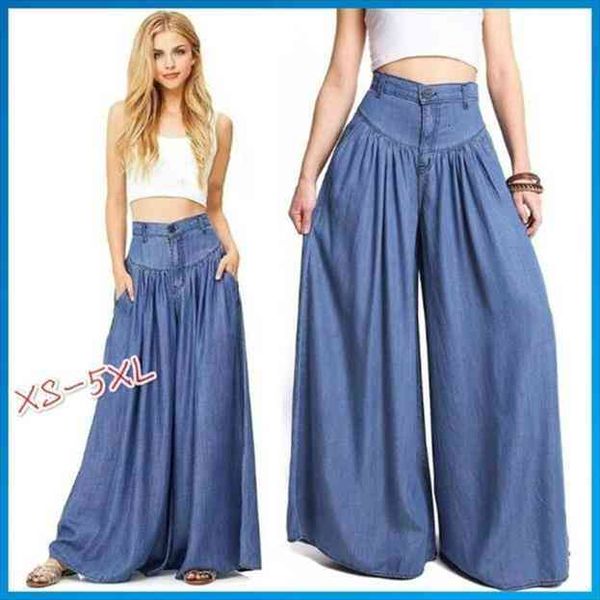 

fashion plus size women high waist wide leg summer ladies loose casual blue broad leg pants bottom pants s-5xl, Black;white