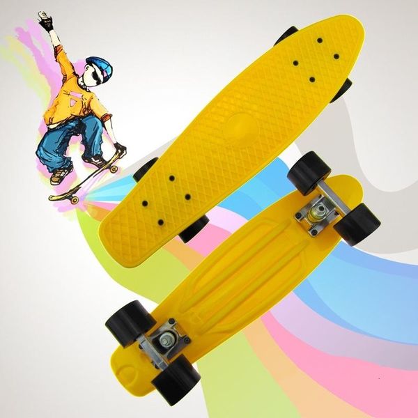 

skateboarding 22 inch 4 wheels single rocker skate board longboard wheel double maple skateboard alloy roller for child