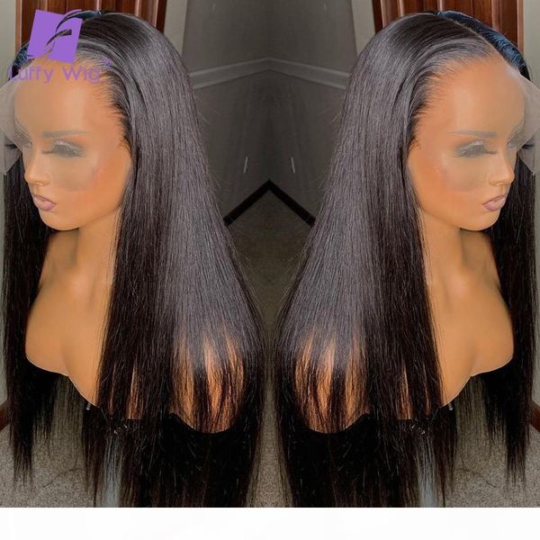 

full lace human hair wigs brown and natural color pre plucked remy brazilian straight hair with baby hair bleached knots luffy, Black