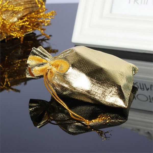 

20pcs gold silver metallic color dragees candy chocolate bag jewelry packaging bag wedding mariage pouches drawstring gift bags wmtzam