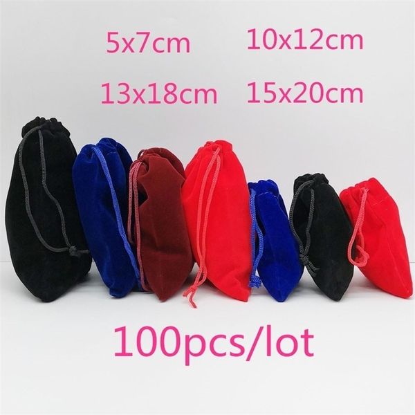 

100pcs velvet pouch velvet bag drawstring jewelry packaging bags jewellery bag pouches jewelry packaging for jewelry pouch 15x20 t200602, Pink;blue