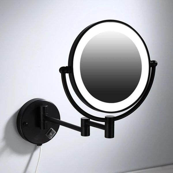 

mirrors makeup black painting led wall mount extending folding double side light mirror 3 x 5x 10x magnification bath