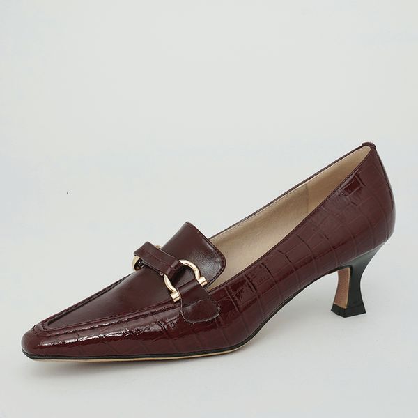 

retro sling-back 2021 pumps heels for woman spring genuine office metal decoration women's shoes mxlb, Black