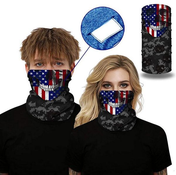 

seamless balaclava magic scarf neck face cover ghost skull skeleton head bandana cycling shield headband headwear bandanas women men bicycle, Black