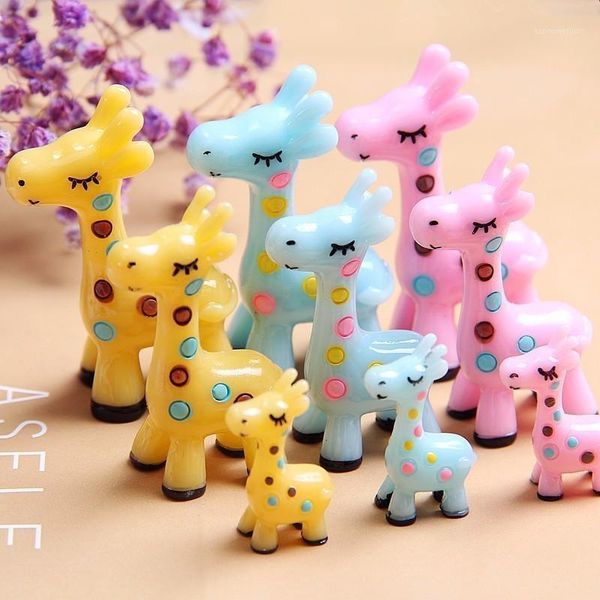 

3pc giraffe family character decoration miniature animal figurine resin craft mini garden decor home ornament diy accessories1