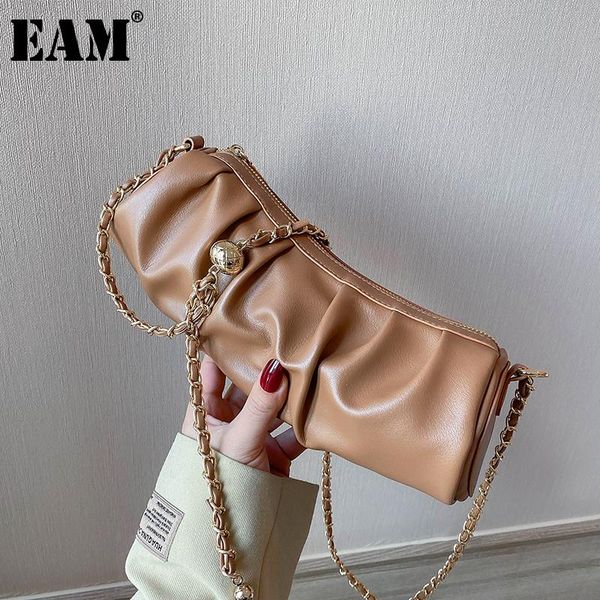 

cross body [eam] women small chains barrel-shaped pu leather personality all-match crossbody shoulder bag fashion tide 2021 18a1220