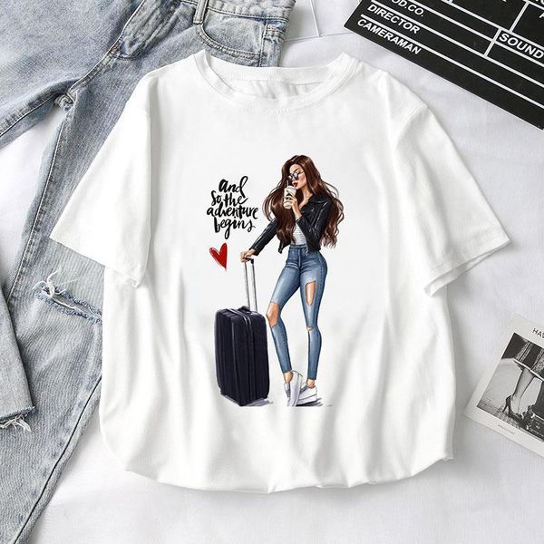 

fashion cool leisure streetwear female t-shirt summer clothes short sleeve o neck thin section t shirt harajuku trend tshirt, White
