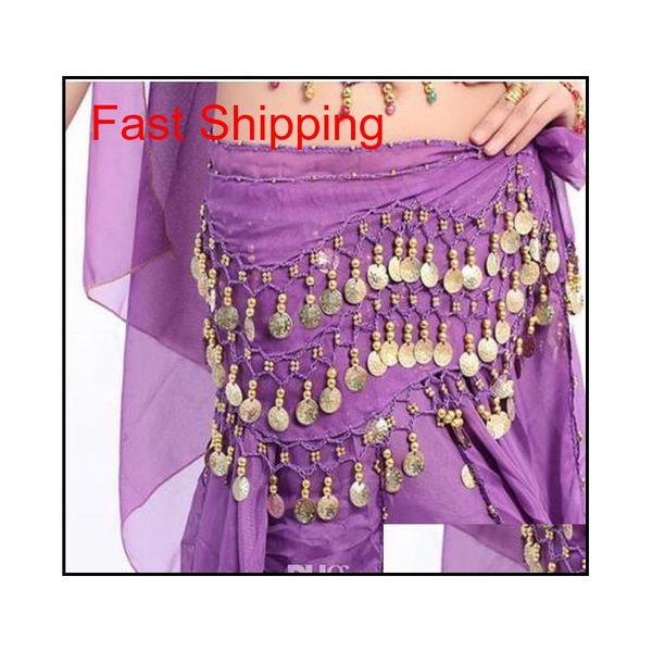 

shipping new women 3 rows belly dance hip scarf wrap belt belly dancer skirt costume party chiffon dancer skirt 13 bl4wo, Black;gray