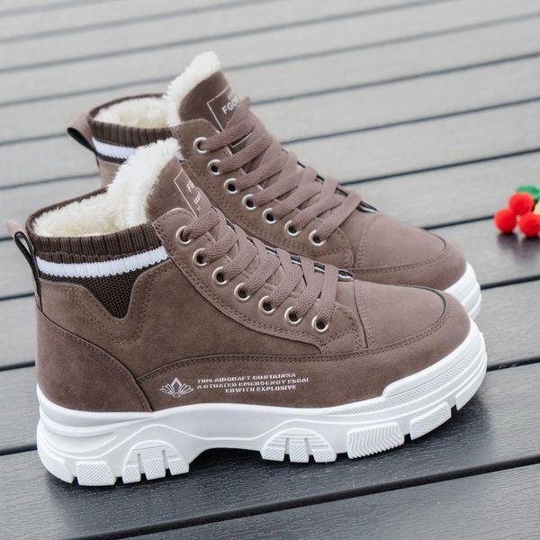 

boots women snow gray plush warm fur causal shoes sneakers ankle booties platform thick sole lace up winter 2021, Black