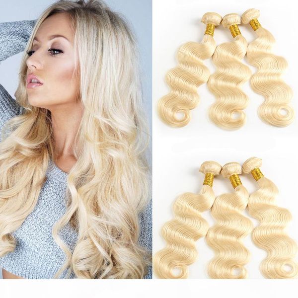 

color 613# bleach blonde eurasian body wave virgin hair 8a eurasian human hair weave bundles soft thick tangle hair extensions dyeable, Black;brown