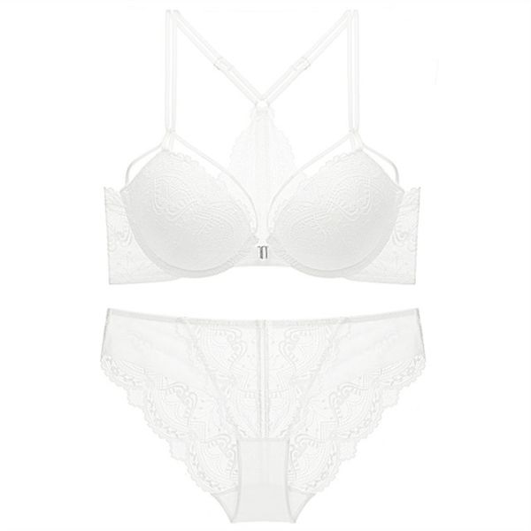 

woman french lingerie front button bra bra lace beautiful back breathable soft comfortable underwear set wt026 c1211, Black;white