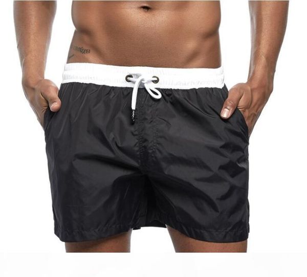

men's swimming board shorts bathing suits for men fashion swim sport trunks quick dry swimwear with mesh lining pocket, White;black