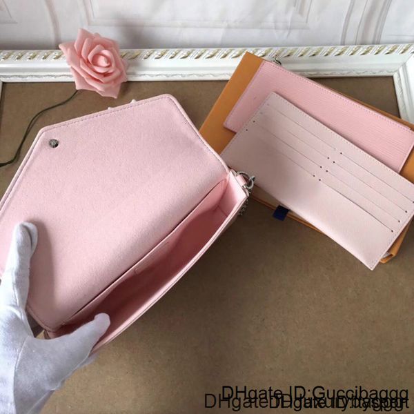 

2020 original cowhide water pattern genuine leather shoulder handbags luxury pochette felicie chain women bags 62467