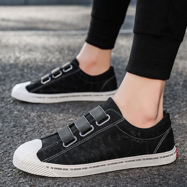 

men's shoes spring 2020 new board shoes overshoot trend korean version ins leisure three times sulfur hair breathable canvas shoes c121, Black;white