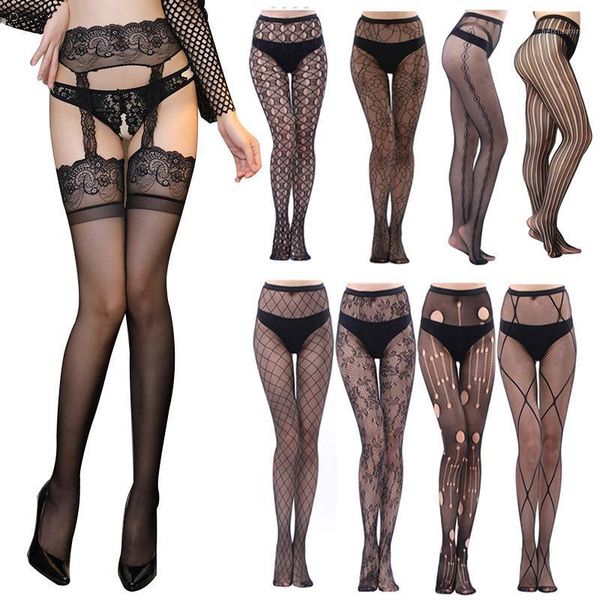 

stockings women lace erotic open crotch pantyhose thigh high stockings lace mesh hollow out crotchless pantyhose tights1, Black;white