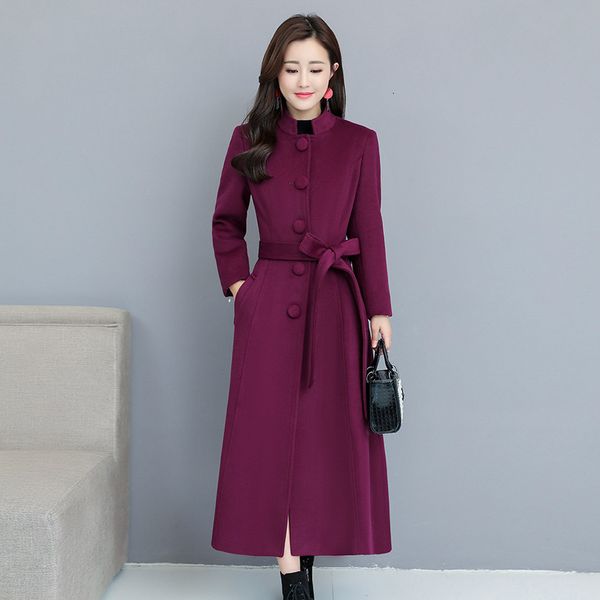 

women's 2021 winter new korean anti-aging clothing lapel below the knee woolen woman's coat 1 hepo, Black