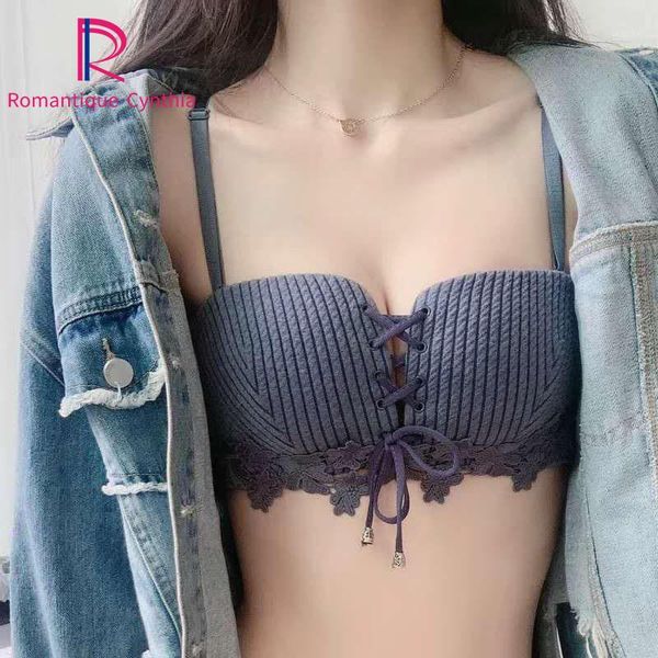 

strapless push up bras for small breasts women invisible backless bra lace underwear wireless adjusted brassiere lingerie1, Red;black