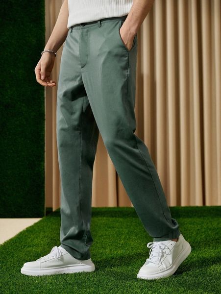 

men slant pocket solid pants d3su#, Black