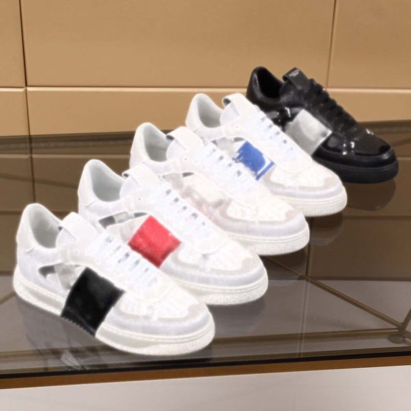

2020 new platform shoes italy fashion woman man open sneakers stripe studs genuine leather flat casual design shoes 35-45, Black