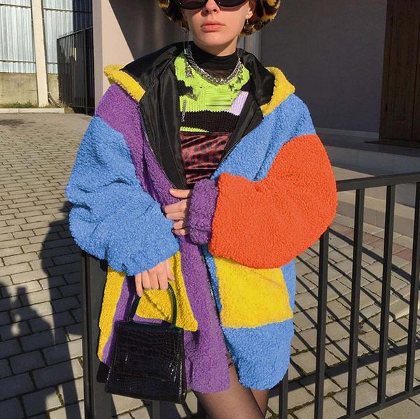 

women's jackets fashion womens autumn winter warm coat female casual long sleeve outwear patchwork hoodie ladies overcoat, Black;brown