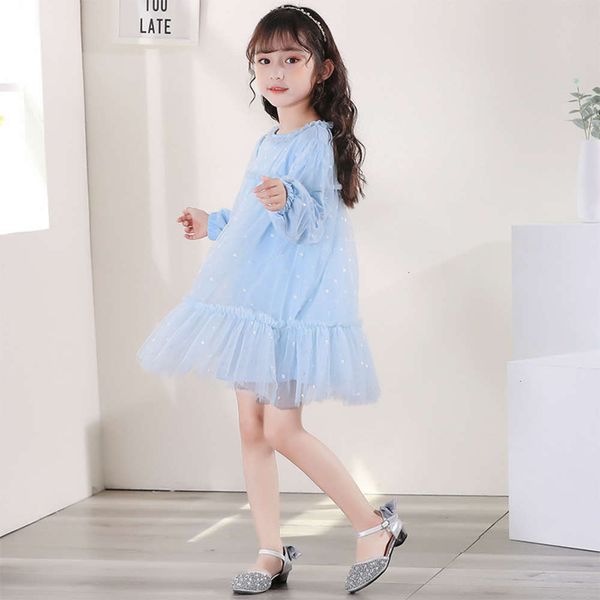 

sle 2020 new girls' princs autumn drs mh long sve skirt children's wear, Red;yellow