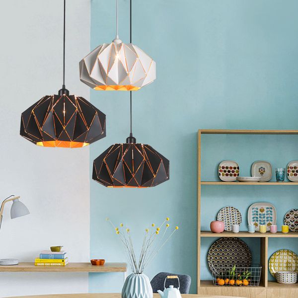 

creative polygon pendant lamps nordic modern dinning room light single head metal restaurant cafe bar hanging lamp