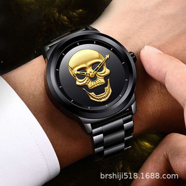 

waterproof 2020 new skull watch ip fashion ghost watch men's steel watch fire, Slivery;brown