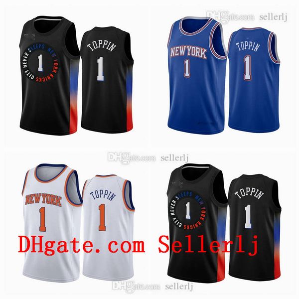 

1 obi in new york knicks nba 2020-21 black city basketball jersey, Black;red