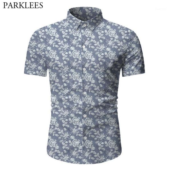 

small floral printed summer shirt men new casual slim fit chemise homme fashion mens short sleeve shirts camisa social masculina1, White;black