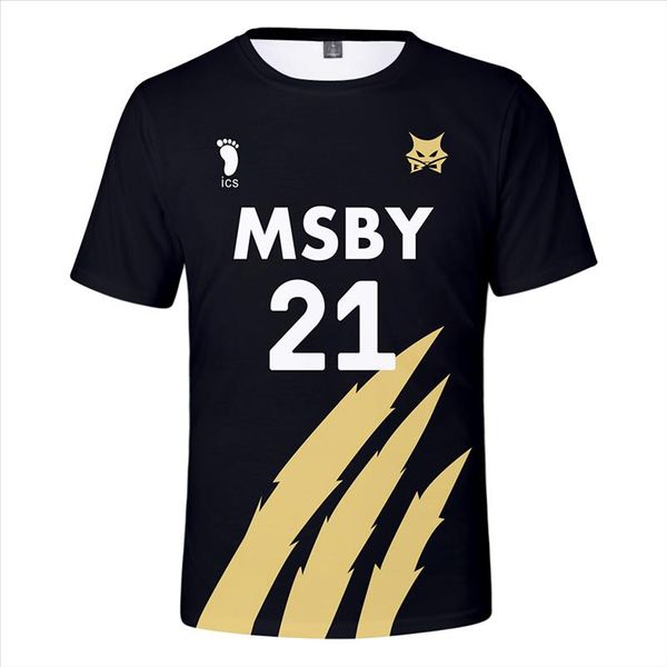 

haikyuu msby schweiden 3d printed short sleeve t shirt casual 2021 fashion round neck tshirt cool design, White;black