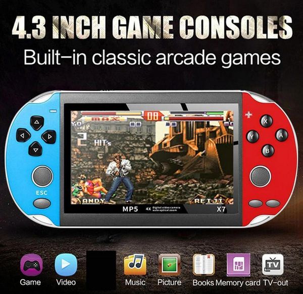 X7 Handheld Game Console 4.3 Inch Screen MP5 Player Video Games X7 Plus SUP Retro 8GB Support for TV Output Game Video Music Play E-book
