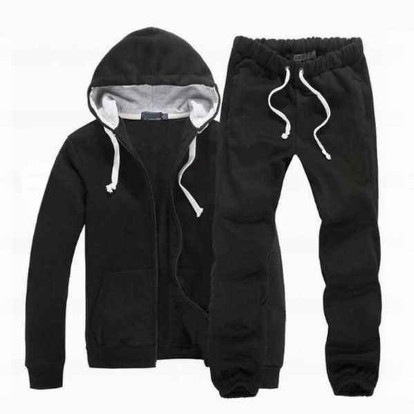 

fashion-new men tracksuit winter hood jacket pants sweatshirts 2 piece set hoodies sporting suit sports coat sportswear250u, Gray