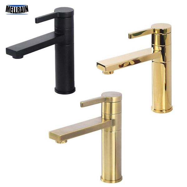 

bathroom sink faucets rotatable style black faucet polished & brushed gold cold water mixer tap brass material basin