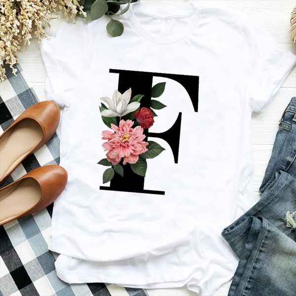 

women lady floral ladies letter f funny casual cute print ladies t tee womens shirt clothes tshirt female graphic t shirt, White