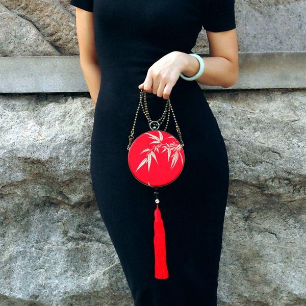 

evening bags original design retro mini gold bag all-match portable round fashion shoulder/crossbody female red