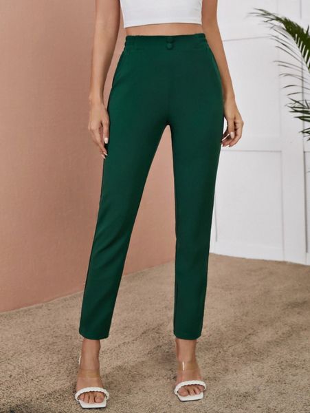 

solid high waist pants q3iz#, Black;white