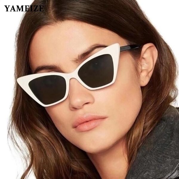 

sunglasses yameize cat eye women vintage retro small sun glasses brand designer eyewear female trendy eyegalsses, White;black