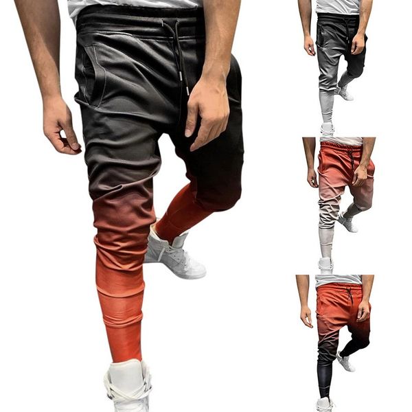

men gradient jogging pants gym sport training trousers sportswear joggers bodybuilding pants running sweatpant male clothing, Black