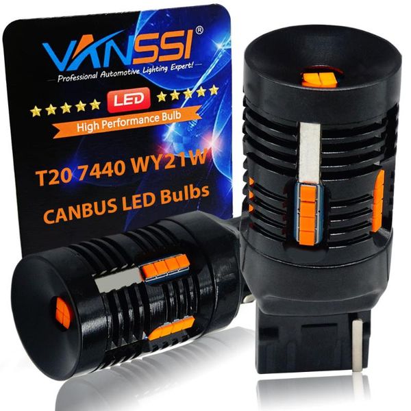 Luzes de emergência Vanssi T20 WY21W LED Bulbo Canbus 7440NA 7440A 7440NA Sinal de luz Erro de luz grátis Build no resistor 2800lm super brilhante