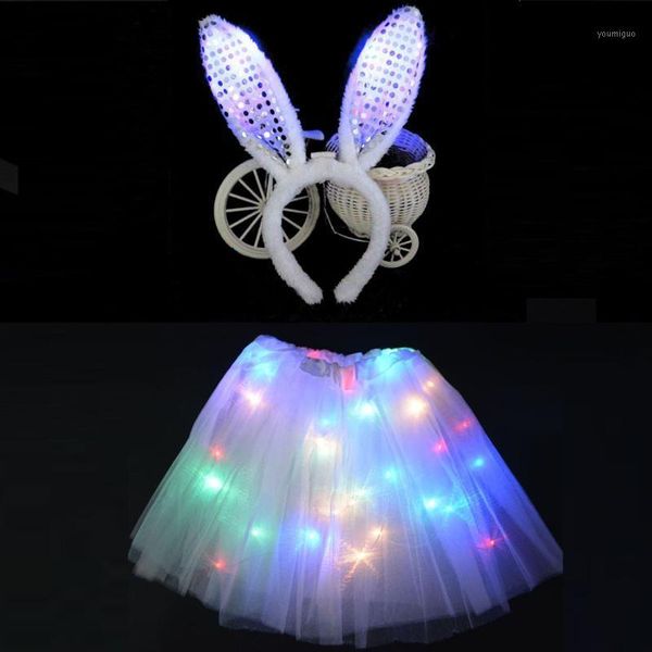 

kids girls princess led glowing light tutu dresses children clothing headband crown costume cosplay birthday party1, Black;red