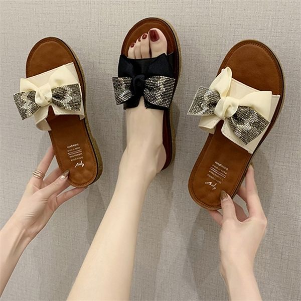 

wear fashion net red women's one word slippers soft bottomed flat bottomed lazy shoes women's pregnant women's sandals x1020, Black