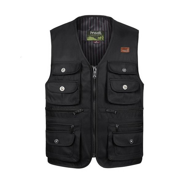 

men large size xl-4xl motorcycle casual vest male multi-pocket tactical fashion waistcoats masculino overalls vest, Black;white