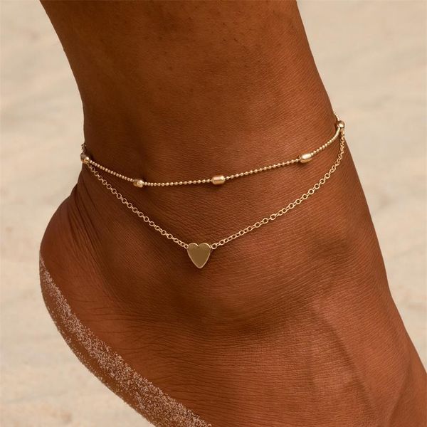 

простые сердца женские ноги босиком вязание крючком сандалии ноги ювелирные изделия ноги ноги ноги ноги на ножных браслетах лодыжки для женщ, Silver