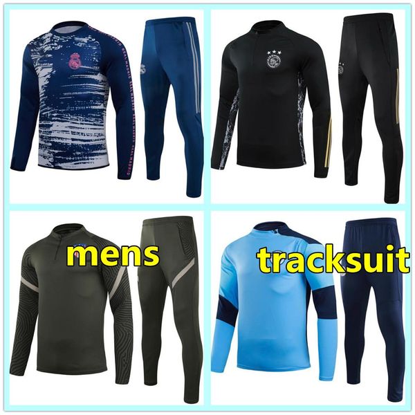 

20 21 mens football tracksuit soccer tracksuit training suit 2020 2021 men football training tracksuit survetement chandal tuta jogging, Black