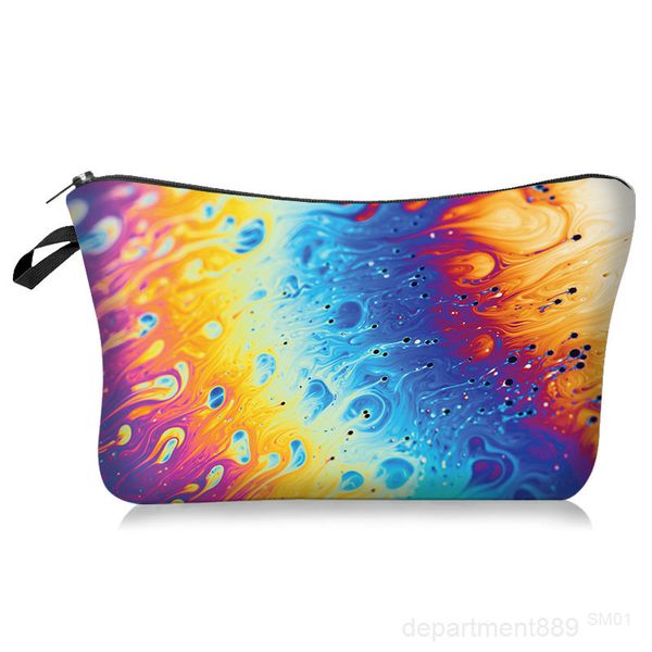 

colorful cosmetic bags 3d printing makeup travel organizer clutch pouch lady beauty toiletry portable storage bag owa1046
