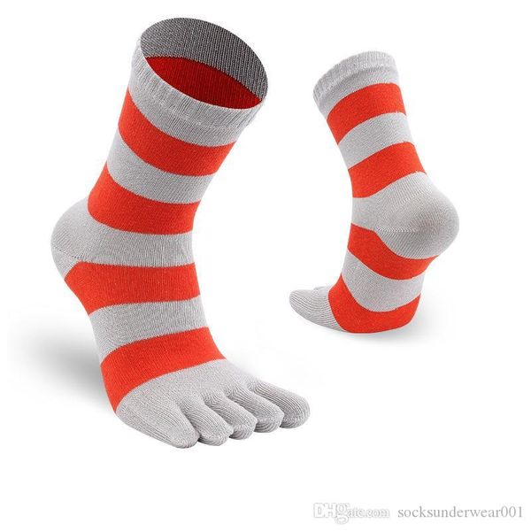 

new arrivals mens five finger toe socks cotton cross stripe male fasion casual socks anti-slip breathable medium tube toe stockings, Black