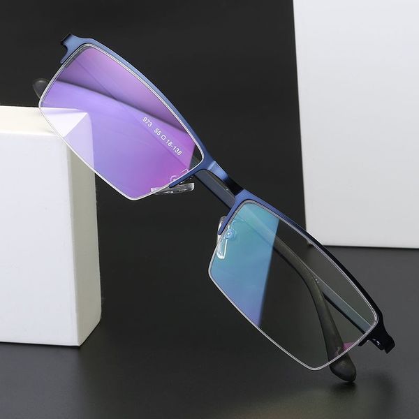 

new myopia half frame business titanium alloy anti blue radiation eye protection flat lens men's glasses