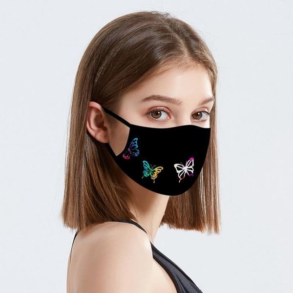 

бабочка маски для взрослого моды дизайнер печатных многоразовых тканей faceepask украшения ткани для масок masque coton reootilisable bbyaao, Black