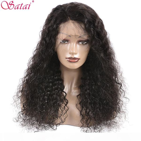 

lace front human hair wigs water wave pre plucked hairline with baby hair brazilian remy human hair wigs 13x4lace front wig, Black