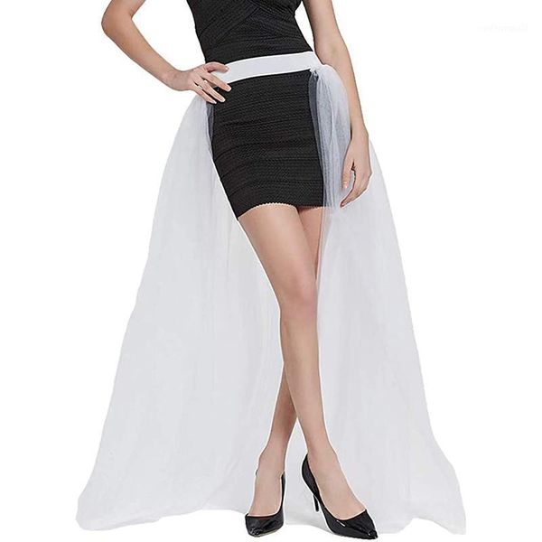 

skirts women mesh summer clothes solid color removable high elastic waist slit long skirt for party wedding prom fashion 1, Black